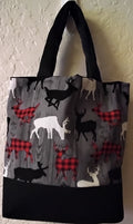 Handmade Deer Print Tote Clutch Bag - 8.5x7.5 inches