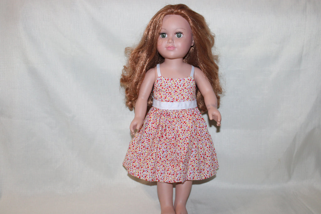 Handmade Flower Sun Dress for 18" Dolls - One of a Kind