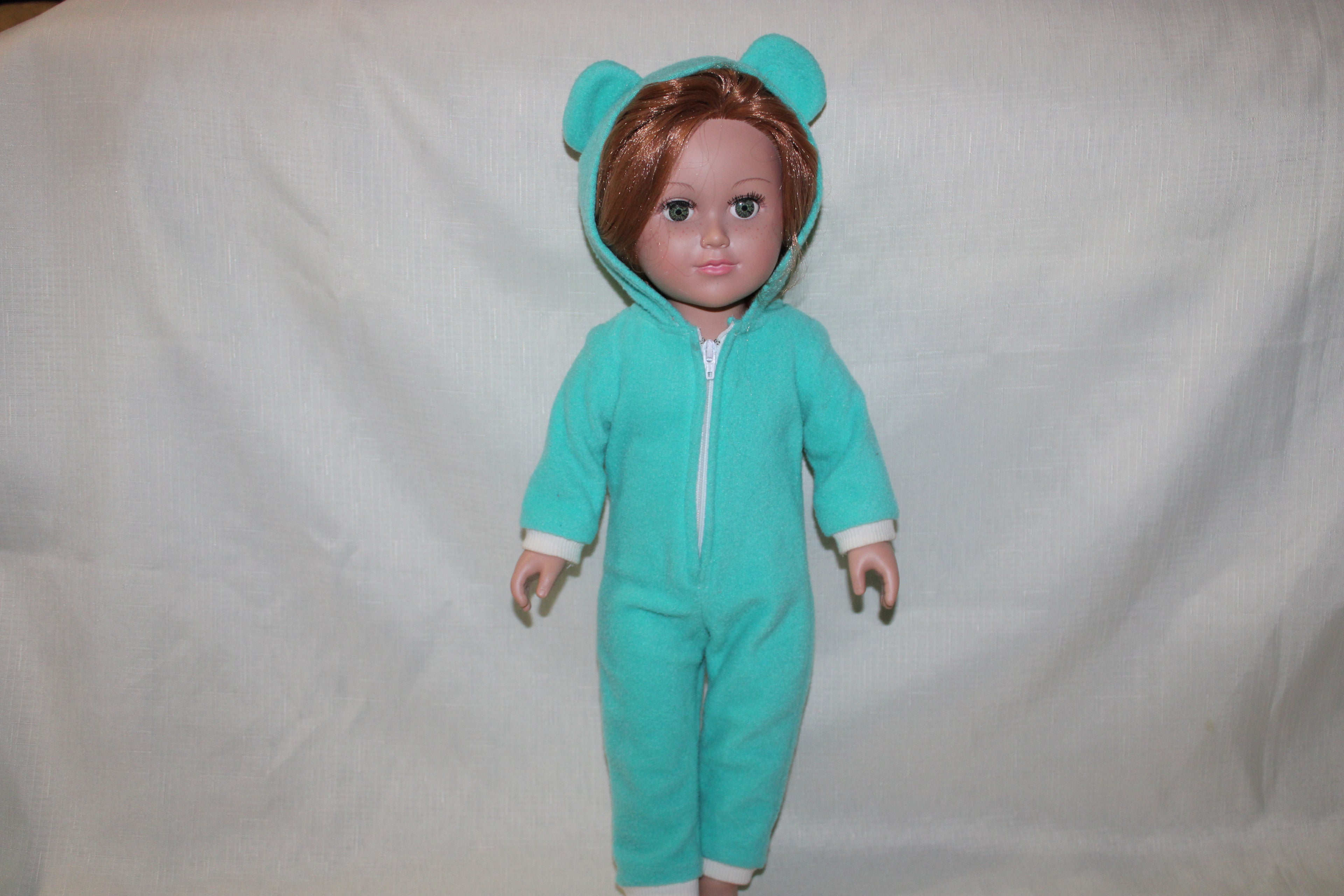 Handmade Zip-Up Hooded Jumper with Ears for 18" Dolls - One of a Kind