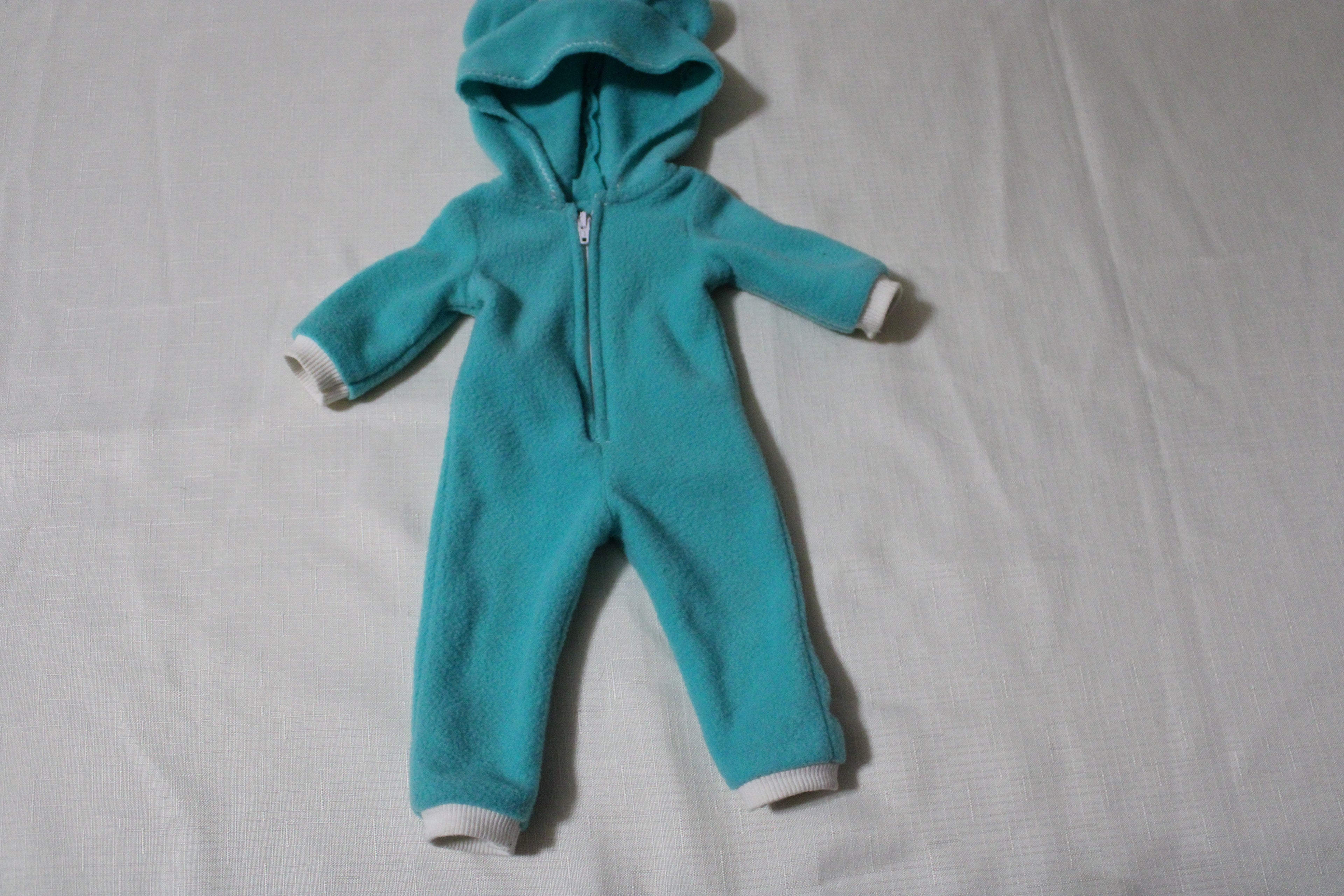 Handmade Zip-Up Hooded Jumper with Ears for 18" Dolls - One of a Kind