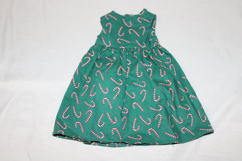 Handmade Green Candy Cane Dress for 18" Dolls - One of a Kind