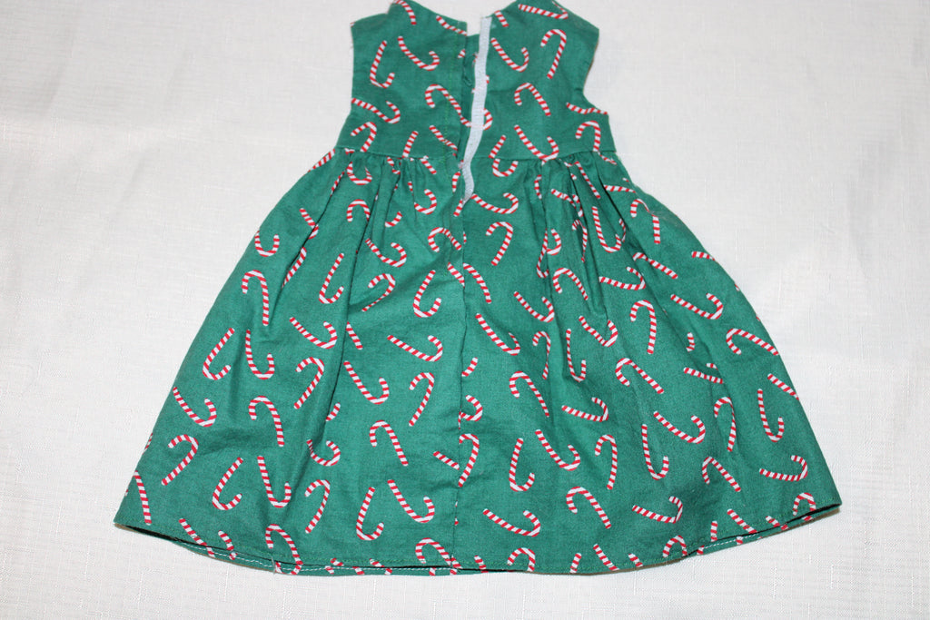 Handmade Green Candy Cane Dress for 18" Dolls - One of a Kind