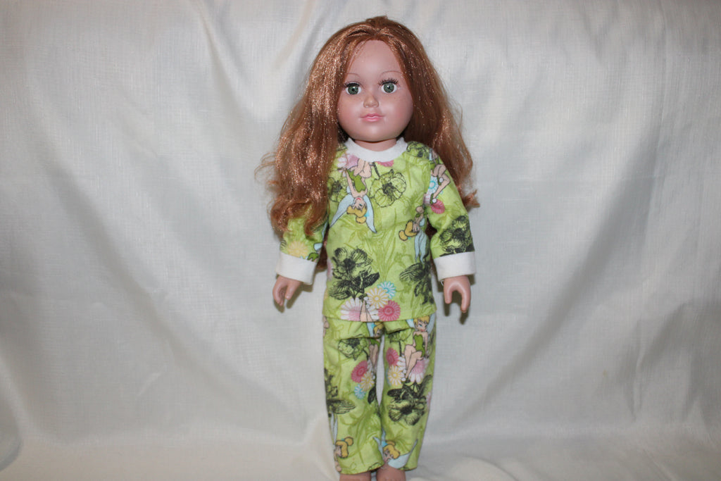 Handmade Tinkerbell Two-Piece Sleeper for 18" Dolls - One of a Kind