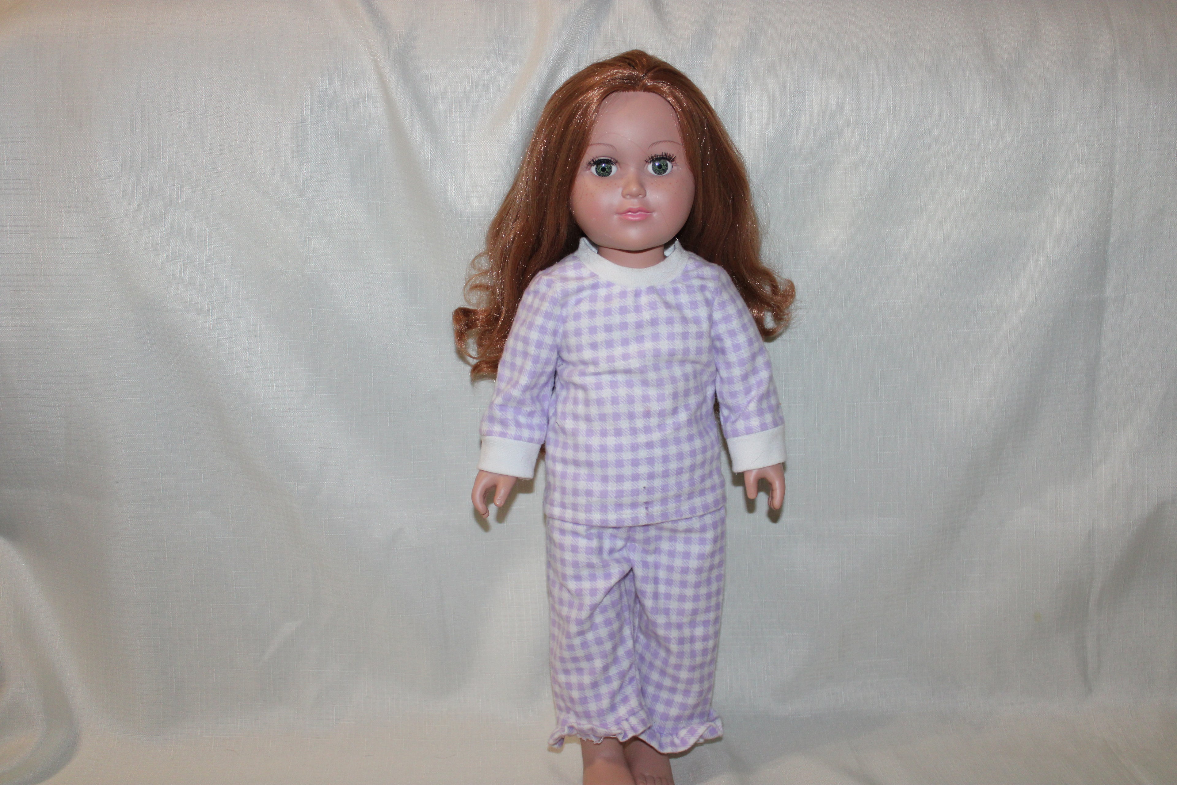 Handmade Purple Checkered Two-Piece Sleeper for 18" Dolls - One of a Kind