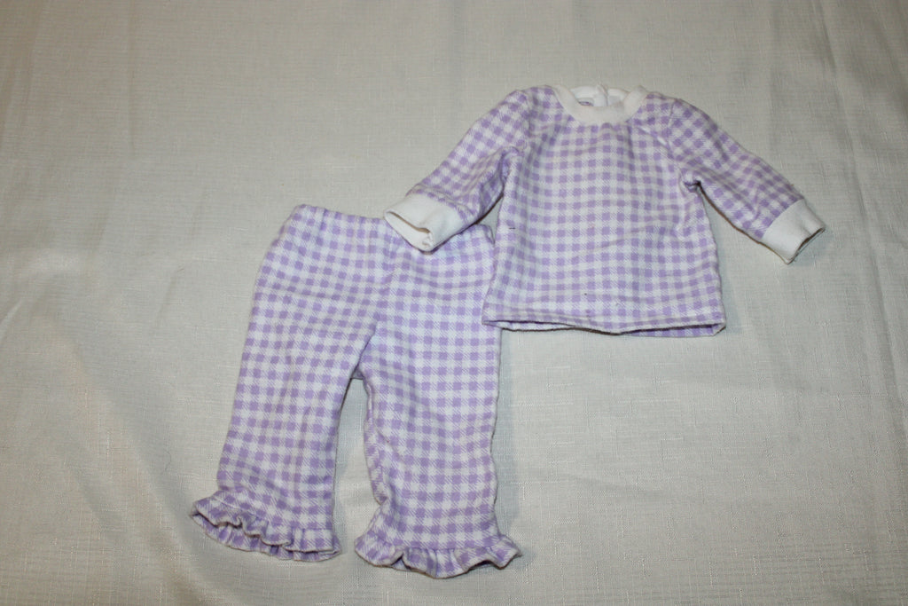 Handmade Purple Checkered Two-Piece Sleeper for 18" Dolls - One of a Kind