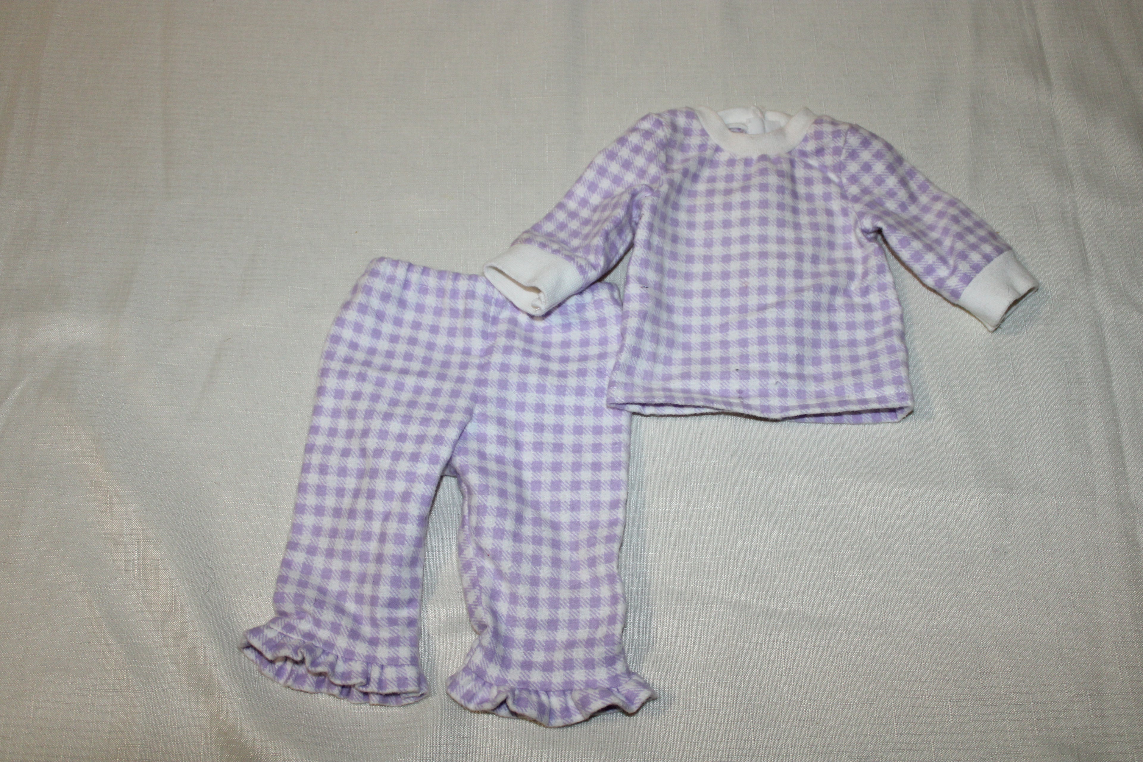 Handmade Purple Checkered Two-Piece Sleeper for 18" Dolls - One of a Kind