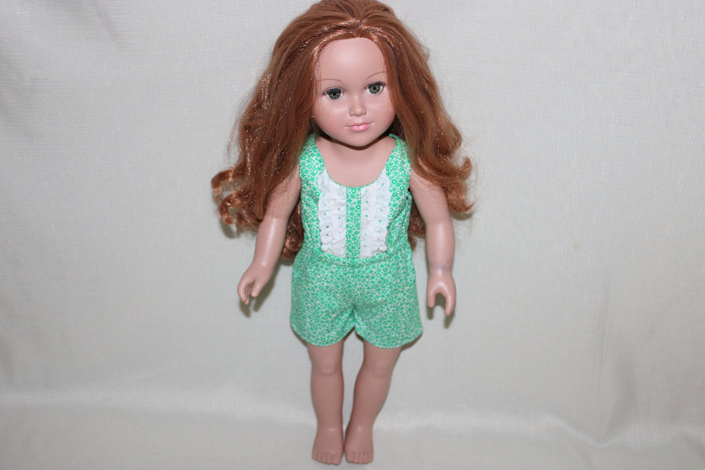Handmade Green One-Piece Shorts for 18" Dolls - One of a Kind