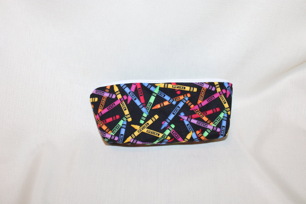 Handmade Small Zipper Bag - Crayon Print Cotton Fabric Pouch