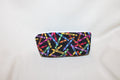 Handmade Small Zipper Bag - Crayon Print Cotton Fabric Pouch