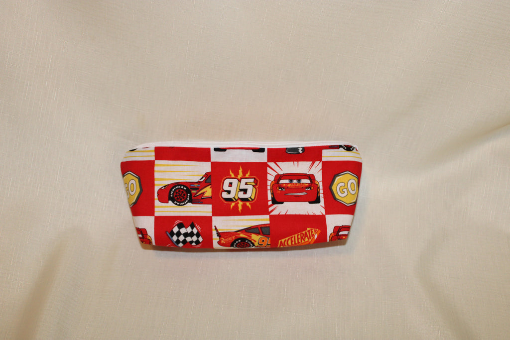 Handmade Cars Lightning McQueen Zipper Bag - Small Cotton Pouch