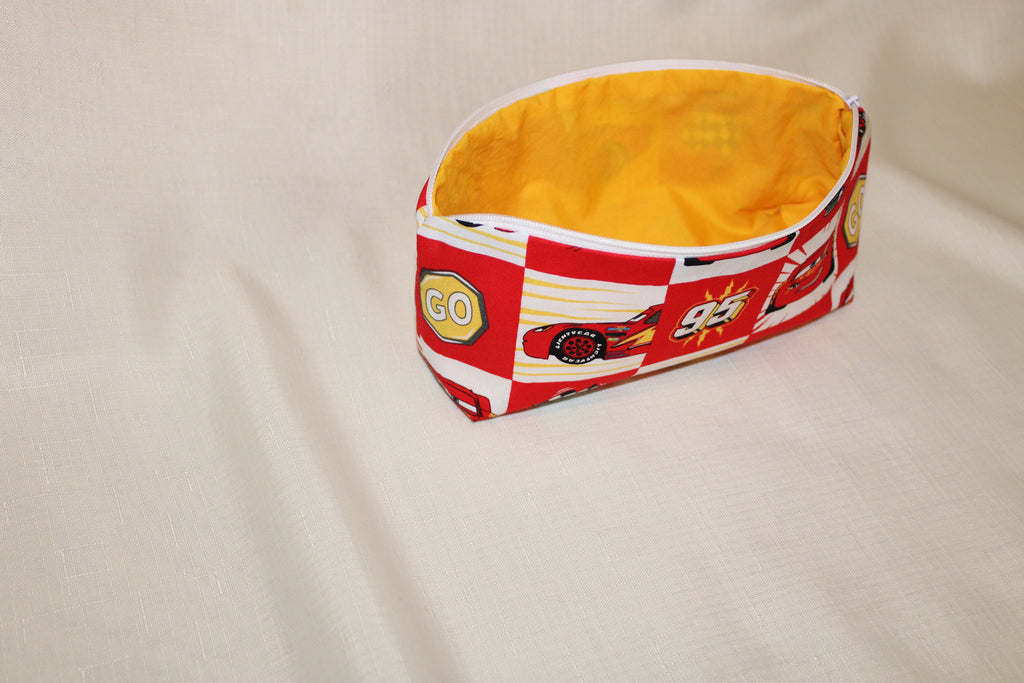 Handmade Cars Lightning McQueen Zipper Bag - Small Cotton Pouch