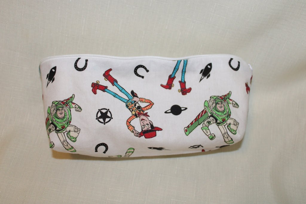 Handmade Toy Story Woody and Buzz Lightyear Zipper Bag - Small Cotton Pouch