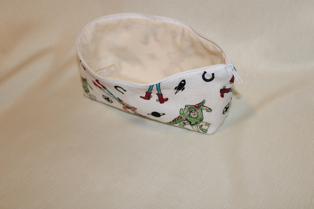 Handmade Toy Story Woody and Buzz Lightyear Zipper Bag - Small Cotton Pouch
