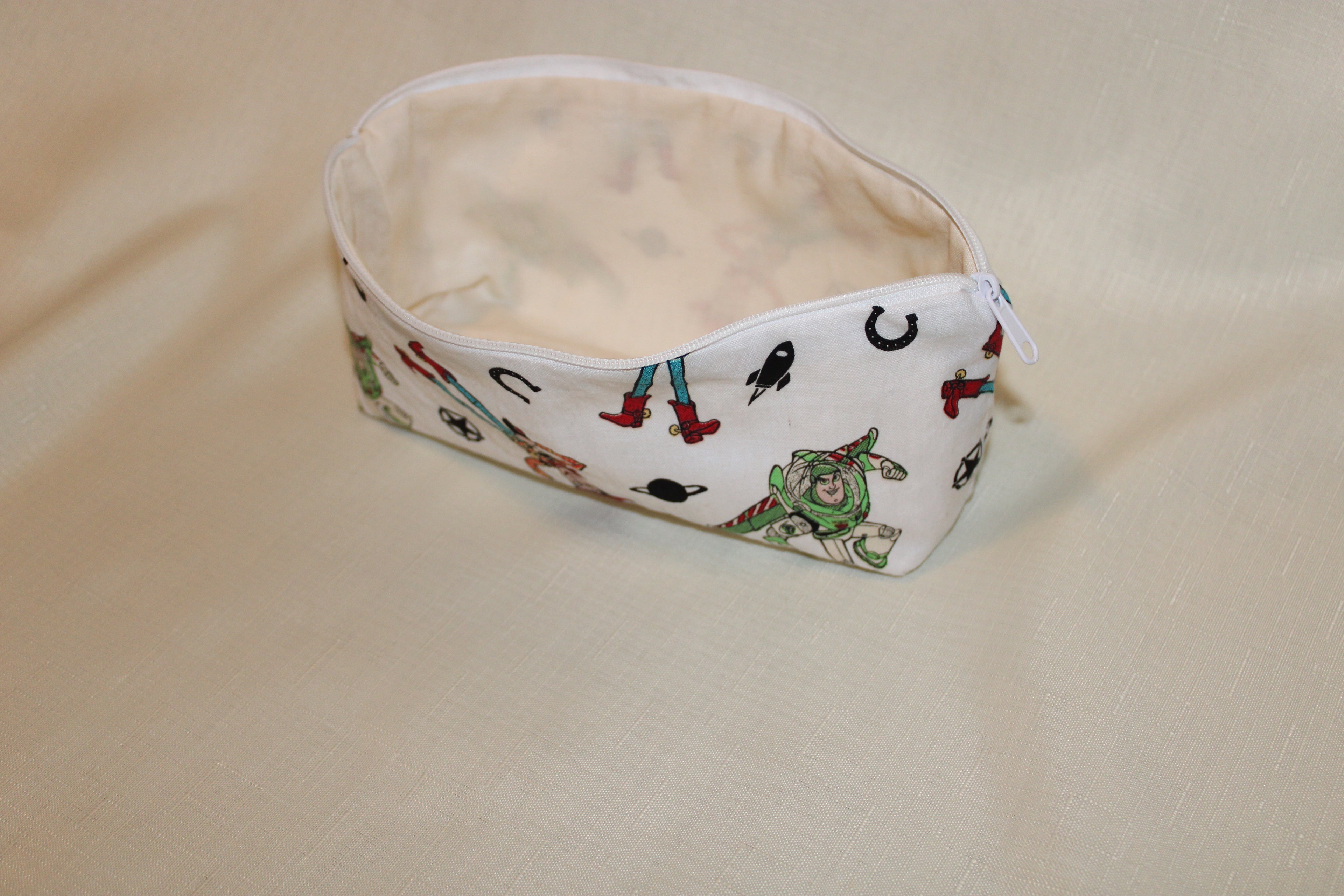 Handmade Toy Story Woody and Buzz Lightyear Zipper Bag - Small Cotton Pouch