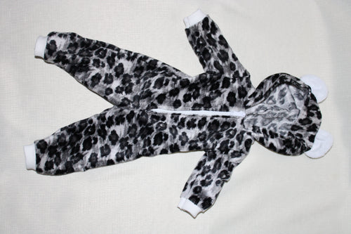 Handmade Black Leopard Print One Piece Outfit for 18 Inch Dolls - Minky Fabric
