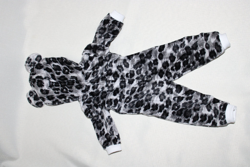 Handmade Black Leopard Print One Piece Outfit for 18 Inch Dolls - Minky Fabric