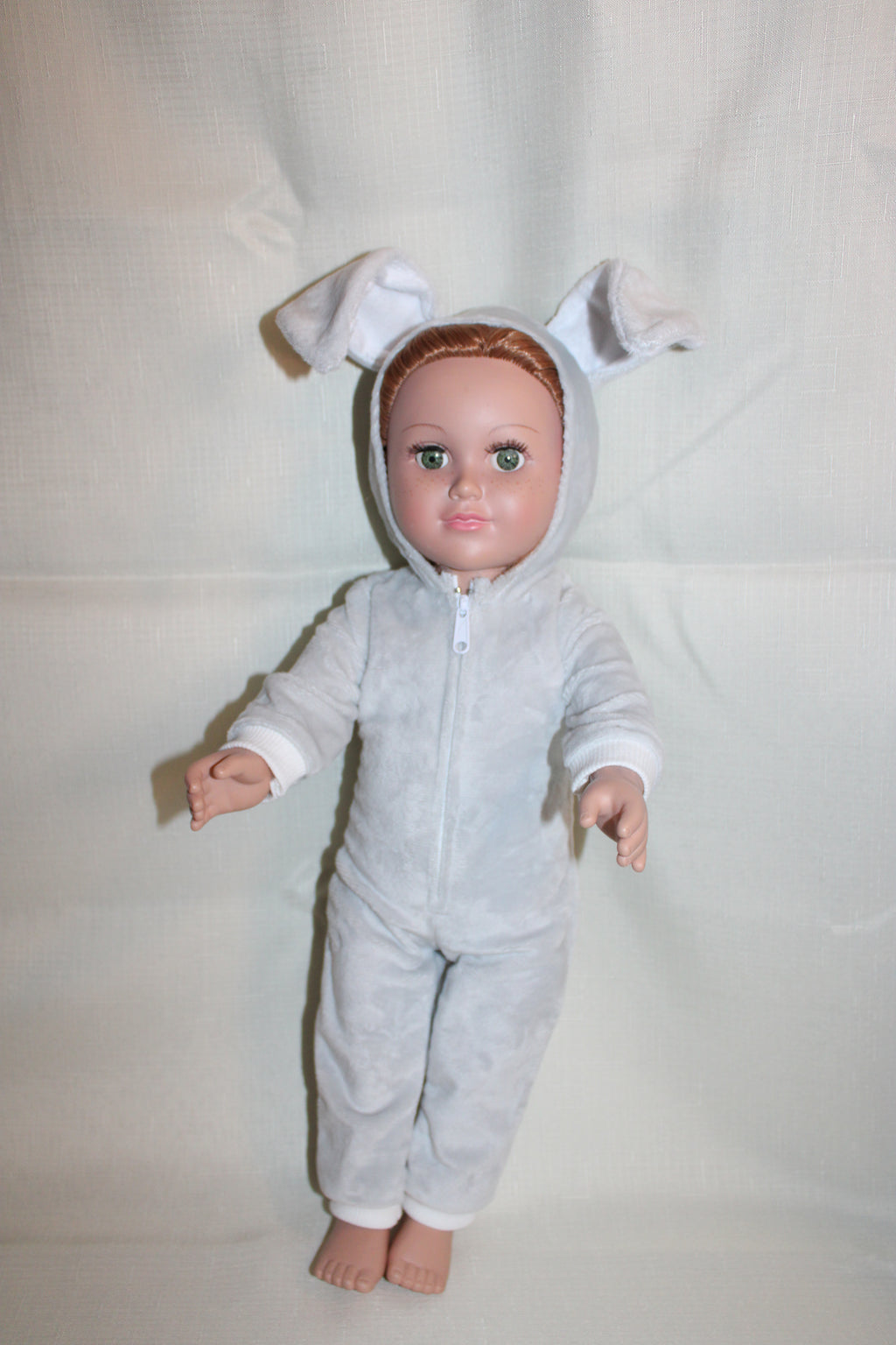 Handmade Bunny Rabbit Outfit for 18" Dolls - Soft Minky with Bendable Ears