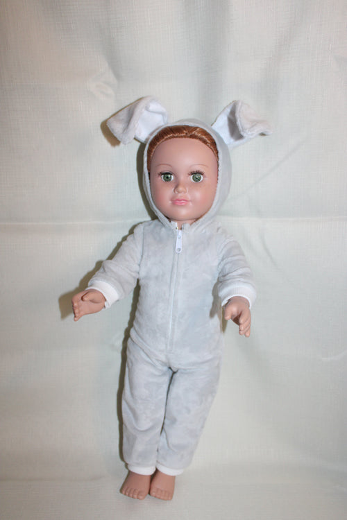 Handmade Bunny Rabbit Outfit for 18" Dolls - Soft Minky with Bendable Ears