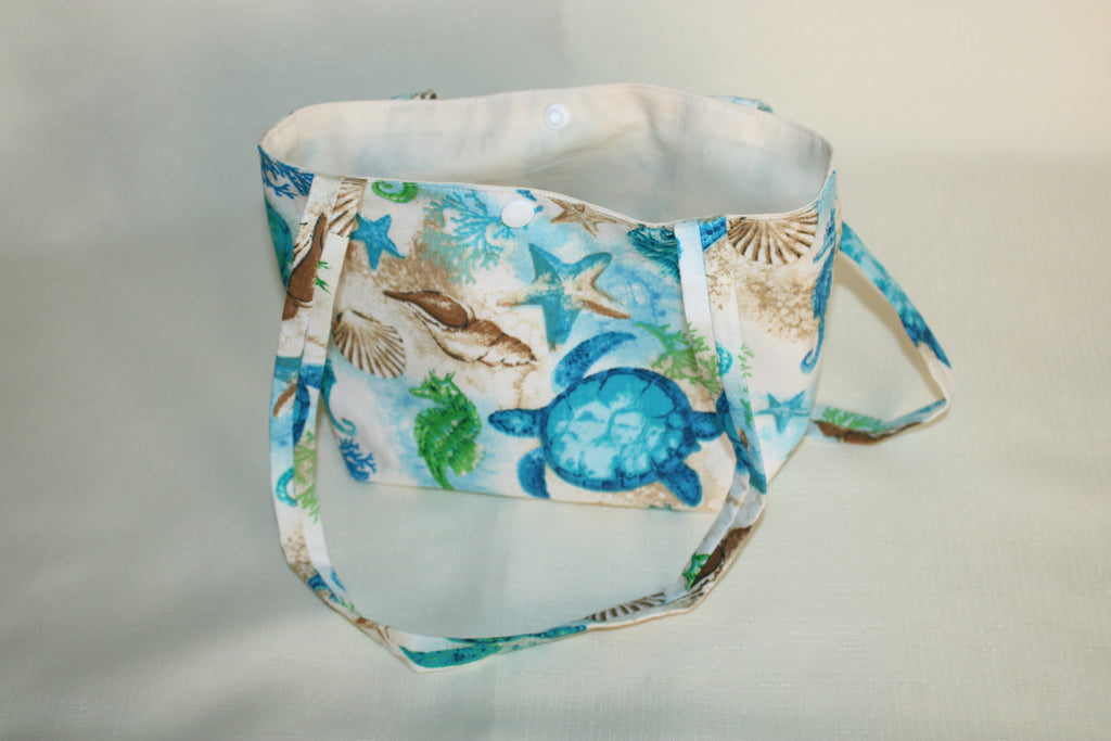 Small Ocean Tote Bag with Snap Closure