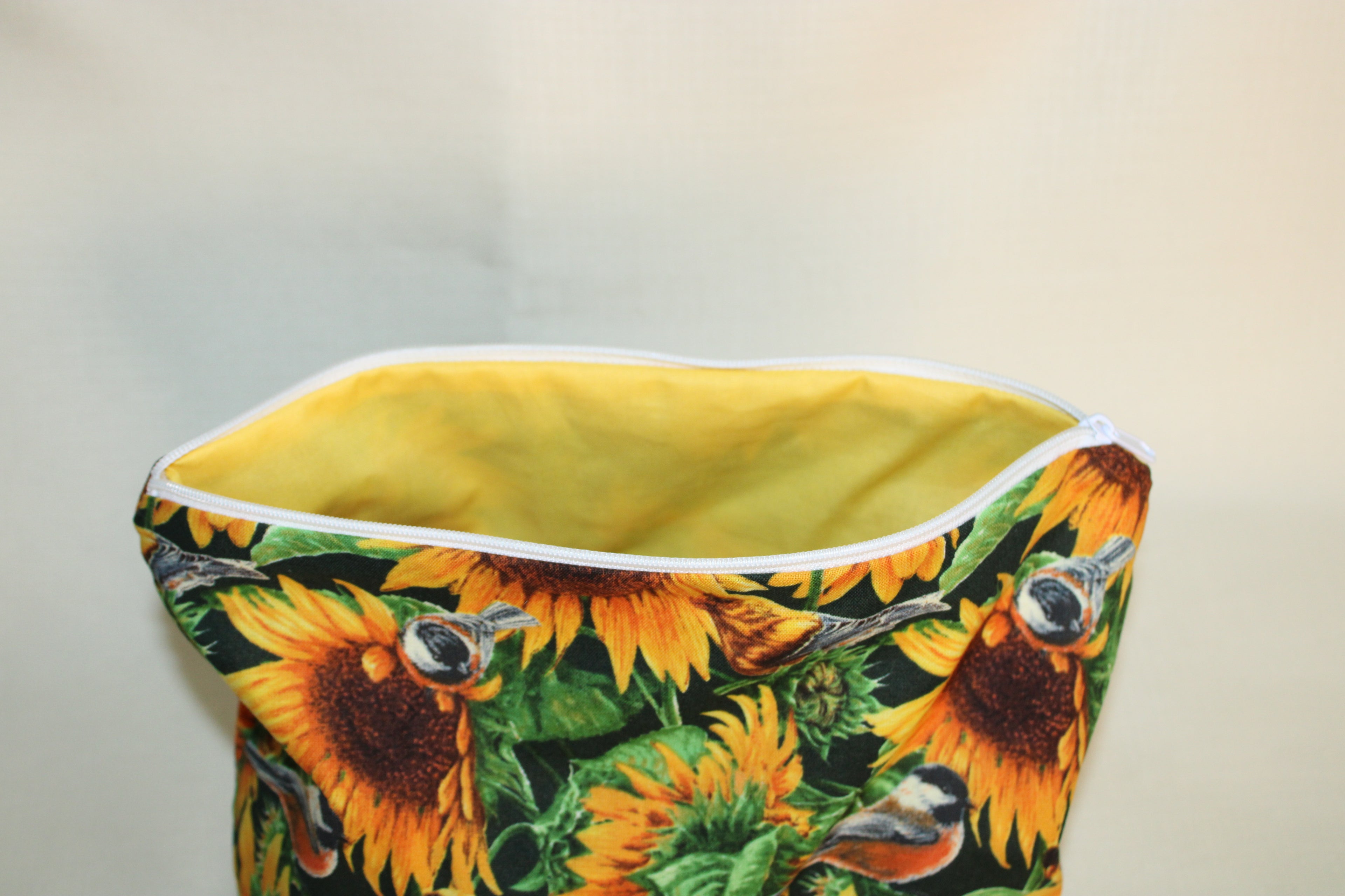Zipper Bag | Sunflower & Bird Print